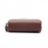 LP6680 - Miss Lulu Leather Look Double Zipped Coin Purse Brown